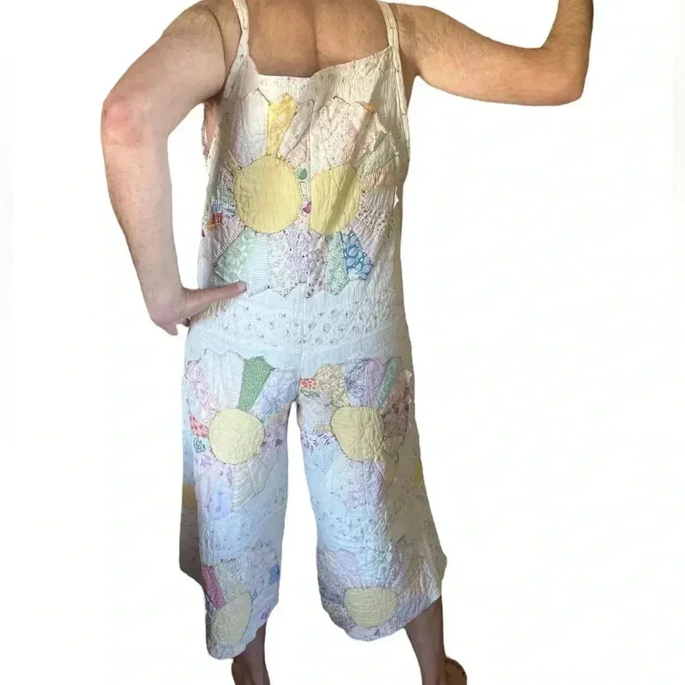 Vintage handmade one of a kind quilt overalls - Picture 3 of 10